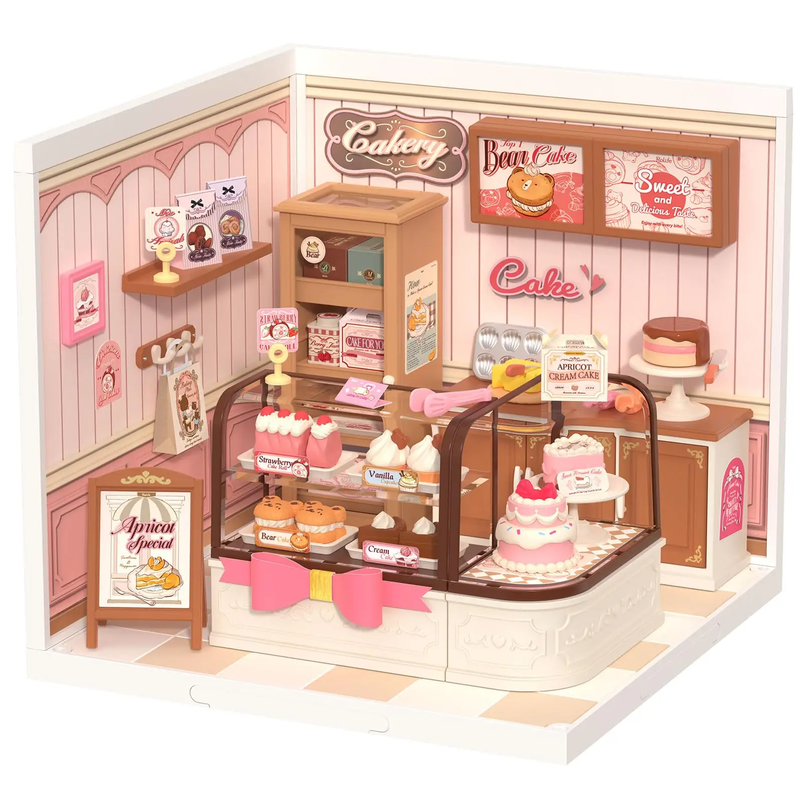 

Robotime Rolife Super Creator Series Plastic Dollhouse Building Blocks Home decor Creative Gift for Kids Tasty Cake Shop