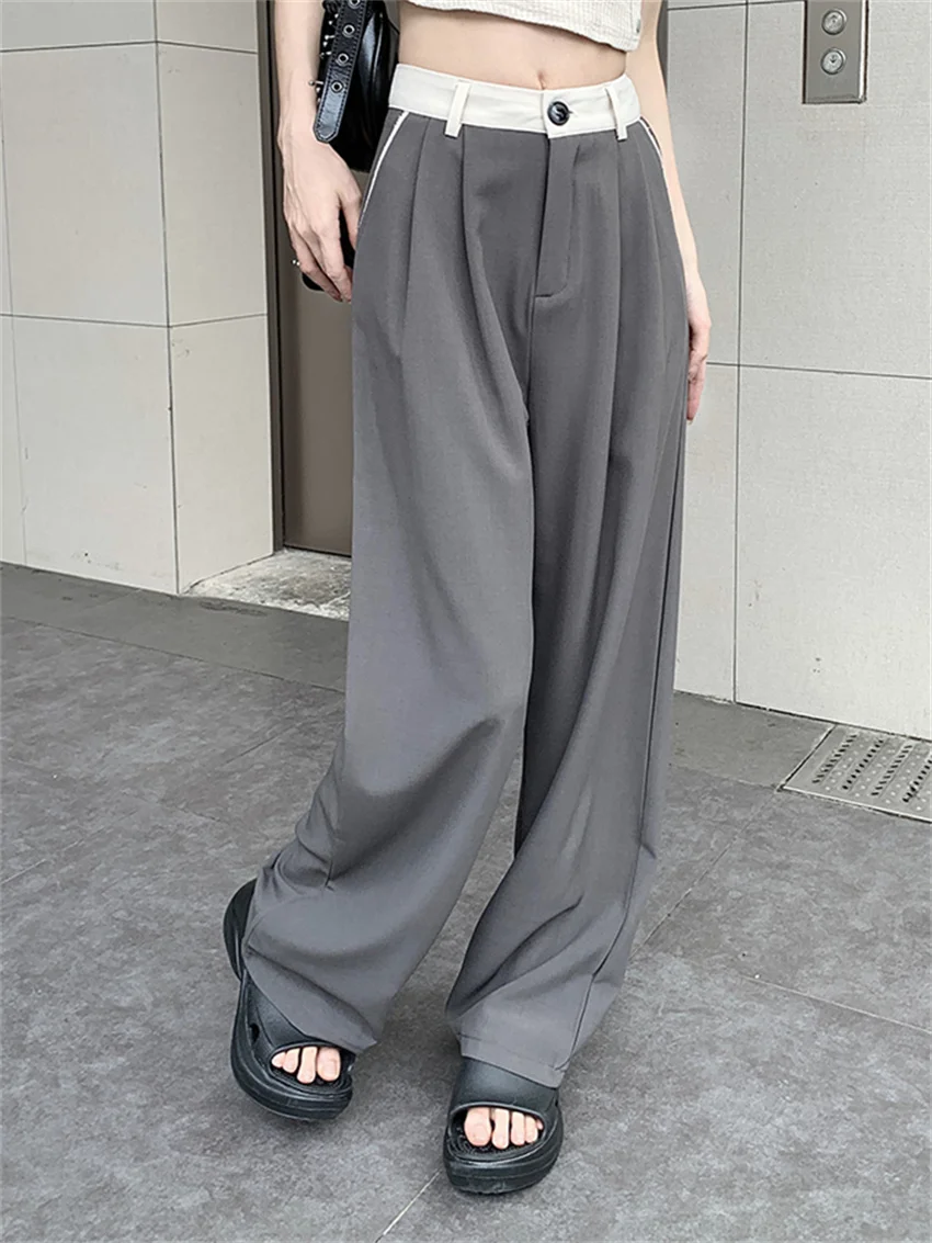 

Alien Kitty Grey Trousers Loose-Fitting Chic Casual Women Autumn High Waist 2023 New Slim Office Lady Streetwear Straight