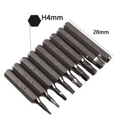 Brocas de destornillador H4 x 28mm H0.7 H0.9 H1.5 H-2 H3 H4 4mm, destornillador eléctrico de vástago hexagonal, brocas de llave Allen de cabeza hexagonal