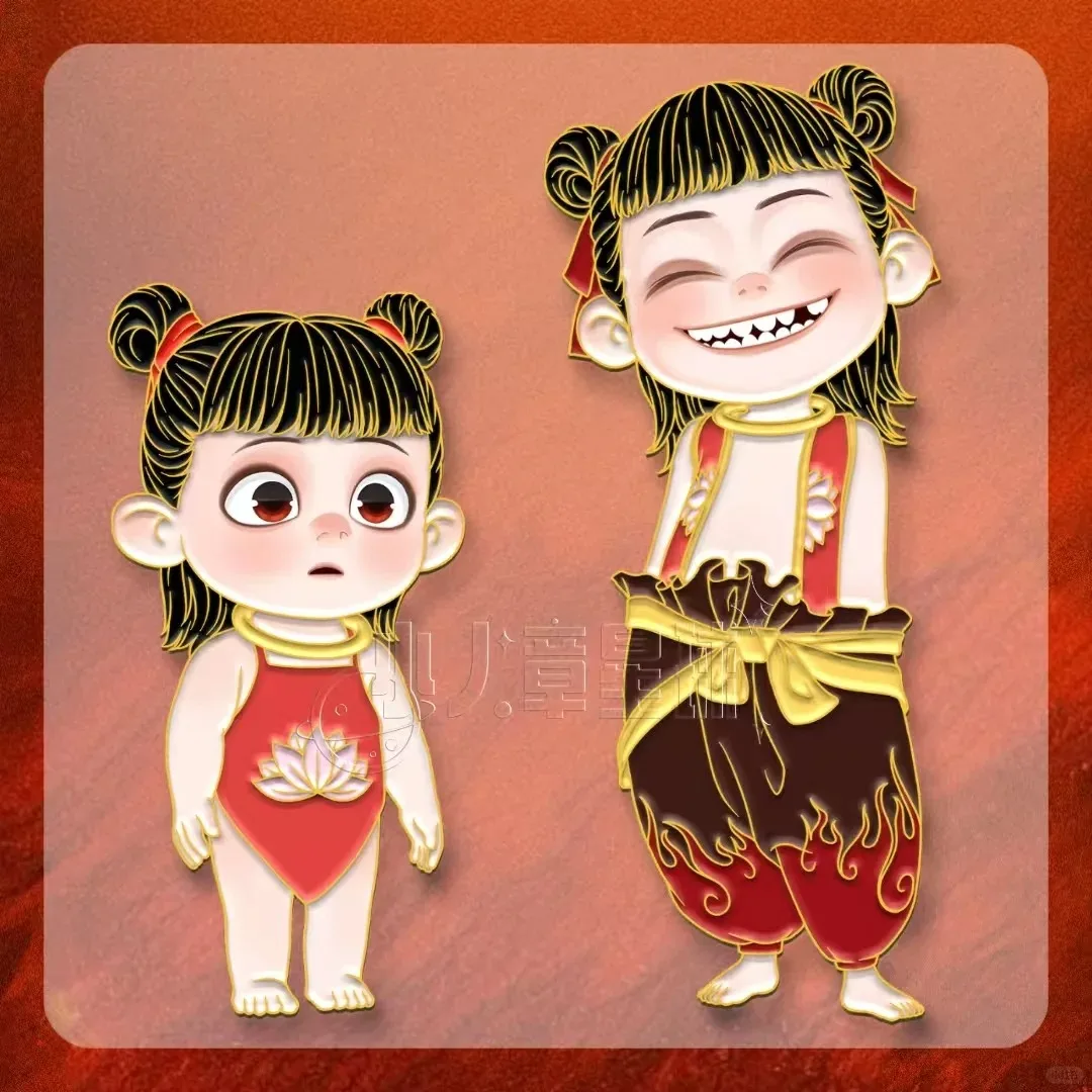 New Nezha 2 Devil Child's Mind Movie Peripheral Nezha Ao Bing Metal Badge Fan Animation Nezha: Mo Tong Nao Hai Peripheral Gift