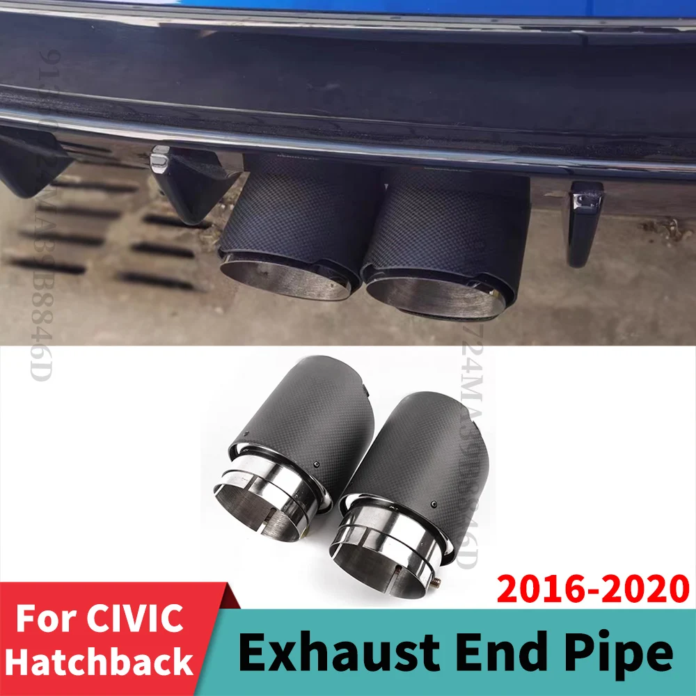 

High Quality Exterior Part Exhaust Pipe End Tip For Honda CIVIC FK7 Hatchback 2016-2020 Carbon Fiber Tail Mouth Accessories