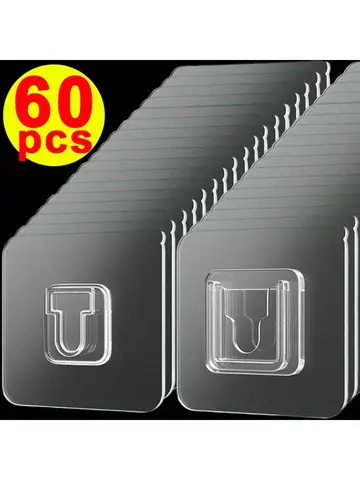 Double-Sided Self Adhesive Wall Hooks Strong Sticky Transparent Traceless Kitchen Bedroom Wall Hook Storage Holders Wholesale