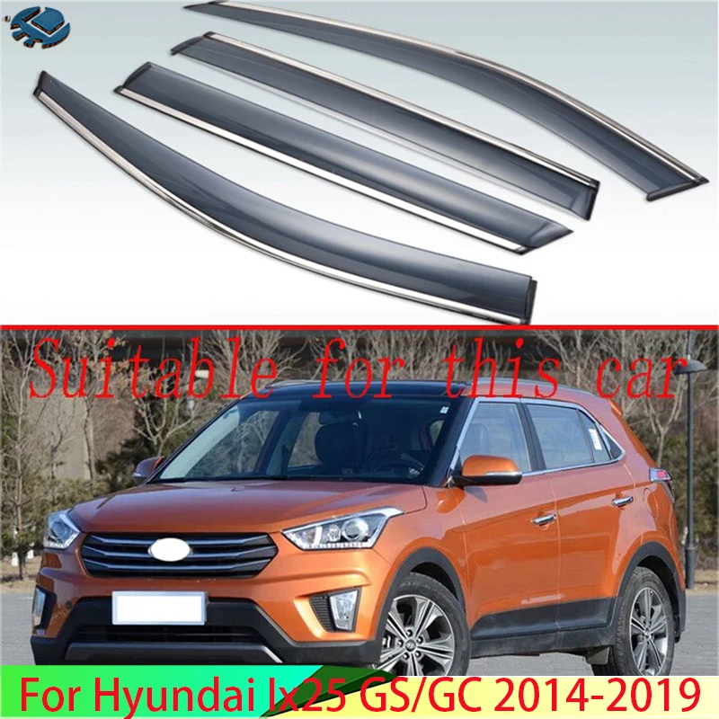 

For Hyundai Ix25 GS/GC 2014-2019 Plastic Exterior Visor Vent Shades Window Sun Rain Guard Deflector 4pcs 2015 2016 2017 2018