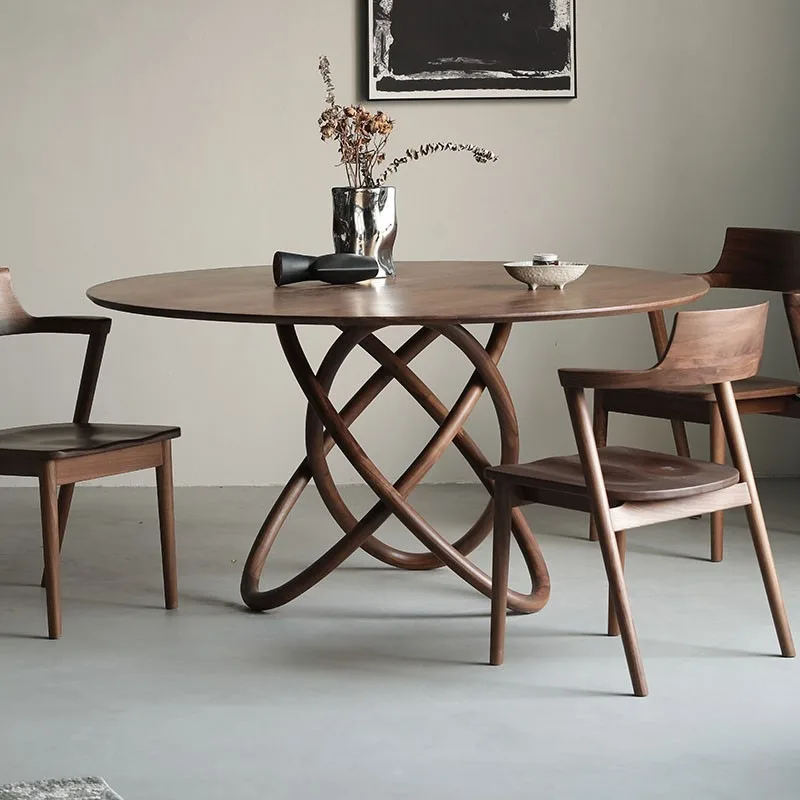 

North American black walnut solid wood dining table Nordic modern simple living room small apartment dining table