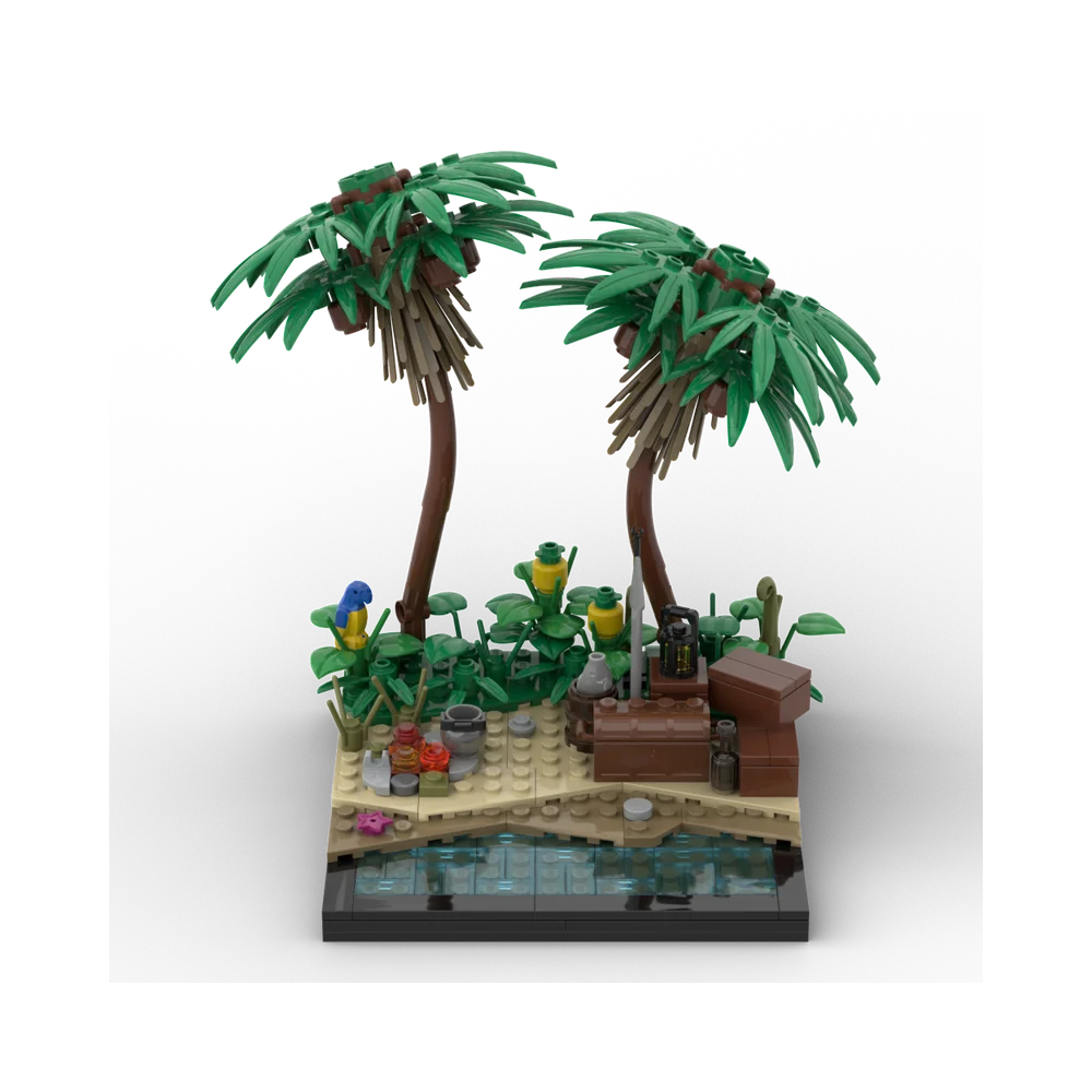 بقعة جديدة MOC-213251 مكعبات بناء تجميع الجسيمات الصغيرة مجموعة ألعاب شجرة نباتية صغيرة لبناء الشاطئ #4