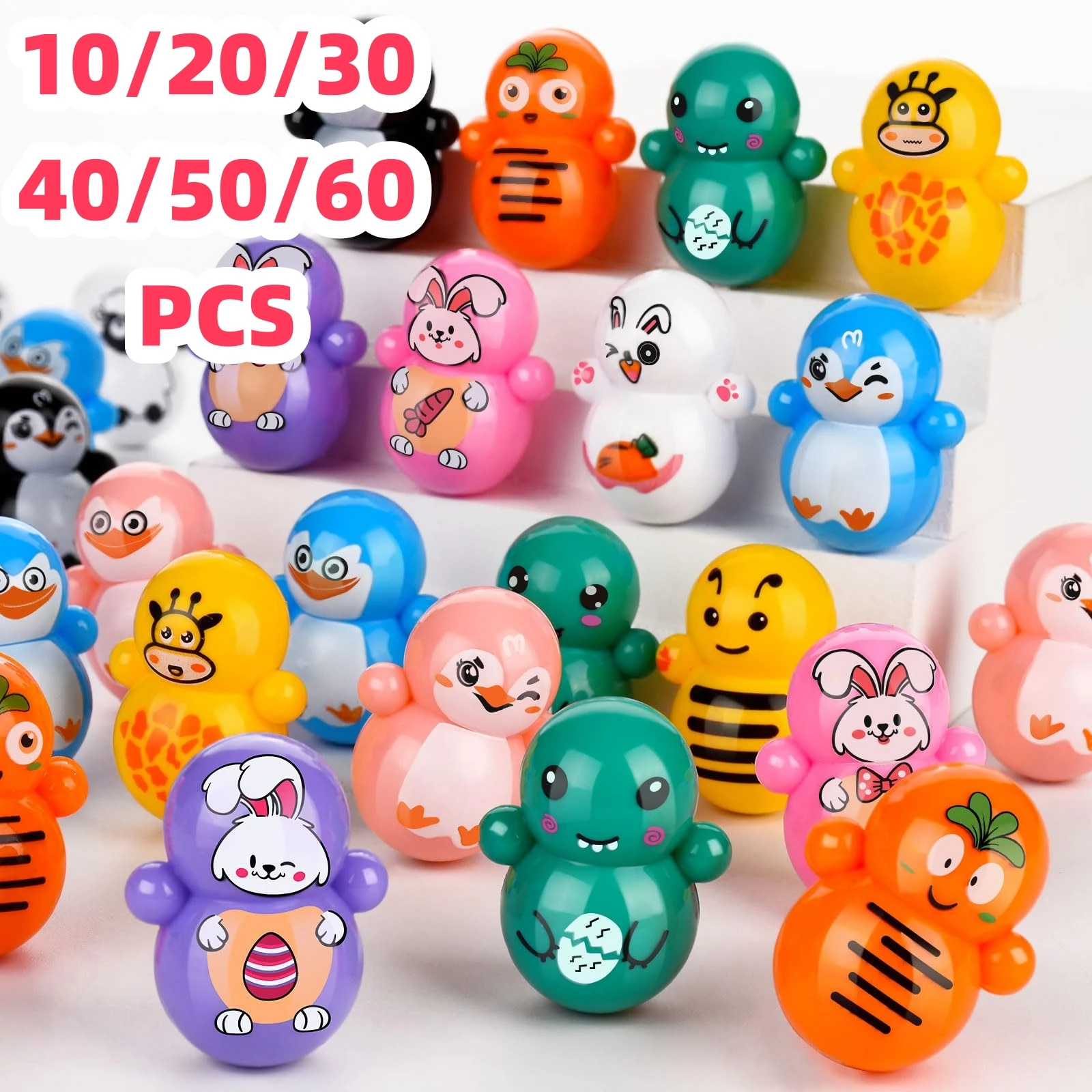 Mini gobelet jouet 10-60 pièces, 70 pièces jouets gobelet animaux pour enfants, jouets gobelets de poupée pour récompenses en classe remplissage de sac de cadeaux