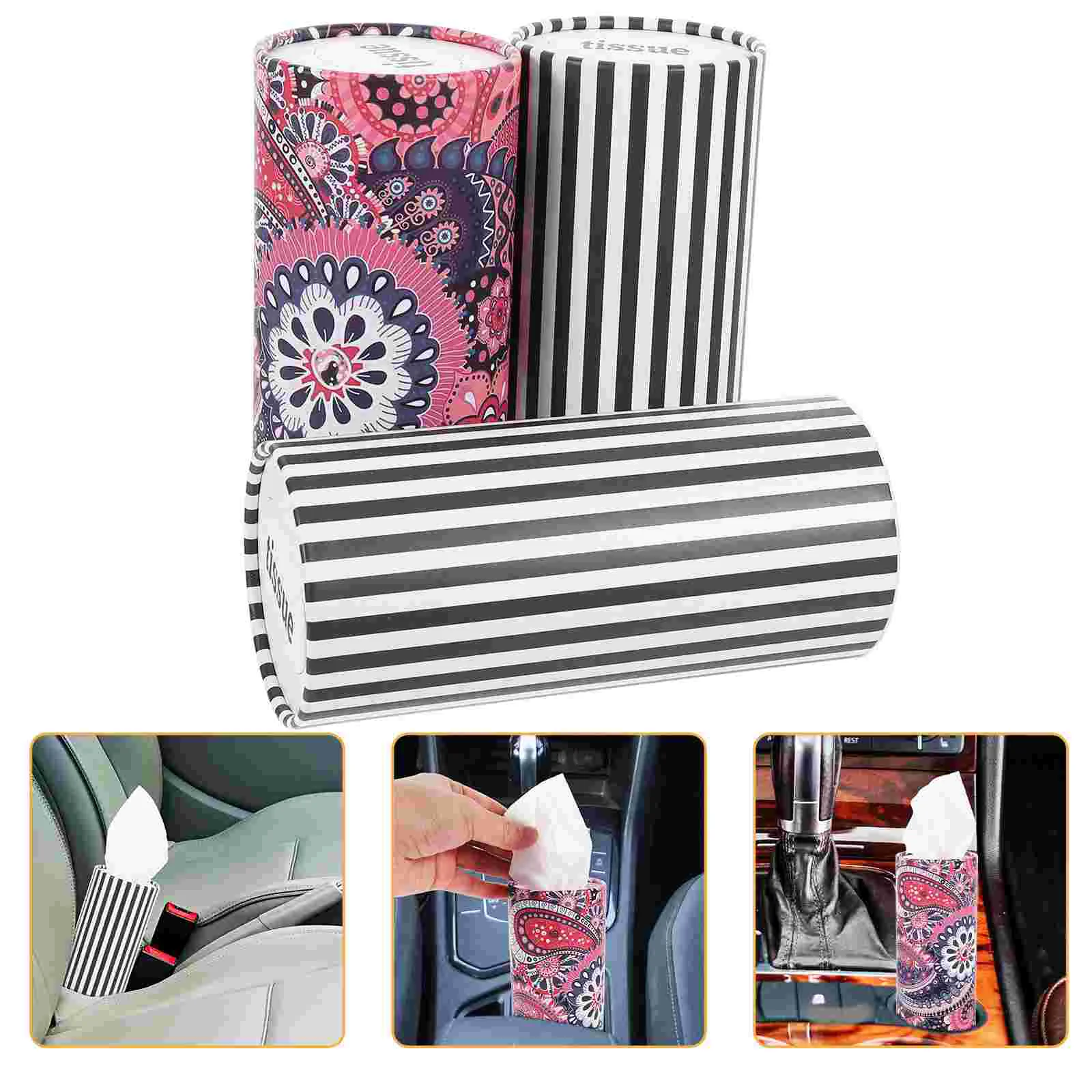 Multifunction Car Tissue Box Cover Holder Auto Round Paper Tube Safety Broken Window Tissue Cup With Safety Package Decor