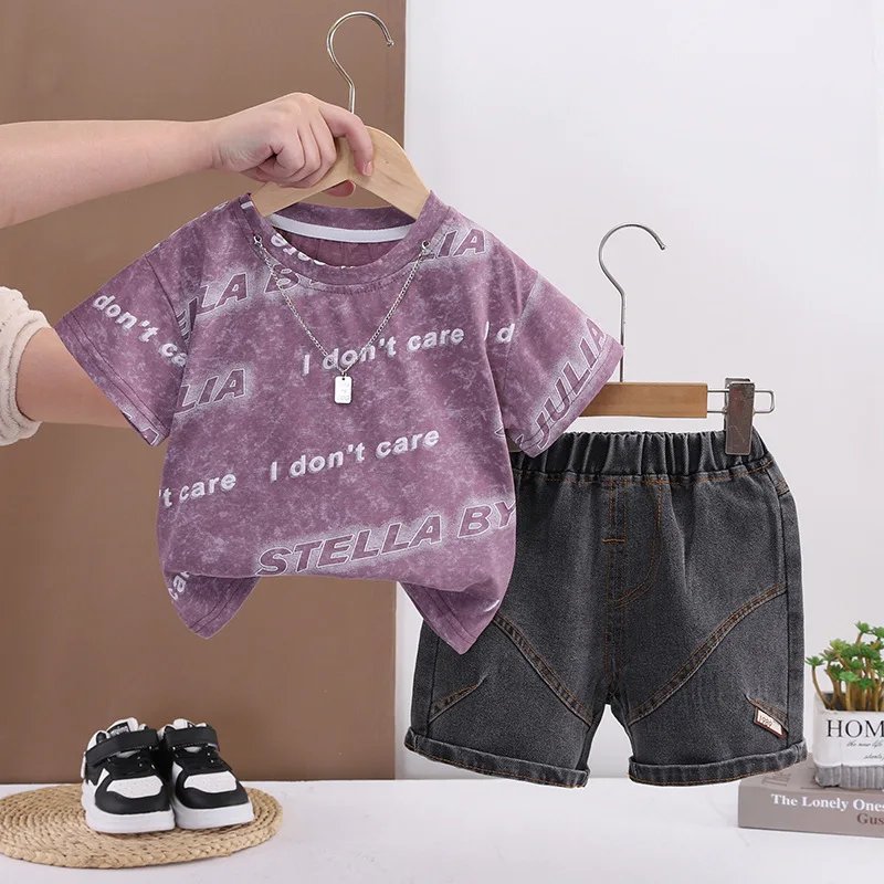 Children's Clothing Baby Boy Summer Suit 2026 New Infant Clothes Toddler Boys Letter Short Sleeves T-shirt + Shorts 2 Piece Set