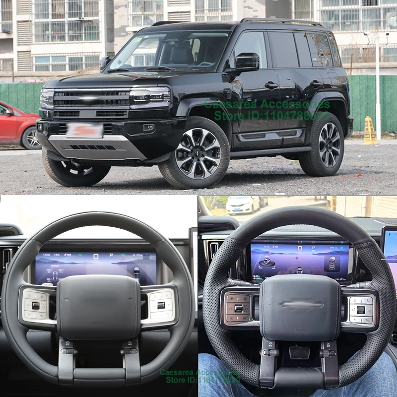 

Hand-Sewn Alcantara Non-slip Suede Nappa Leather Car Steering Wheel Cover Wrap for BYD Formula Leopard 5 Interior Accessories