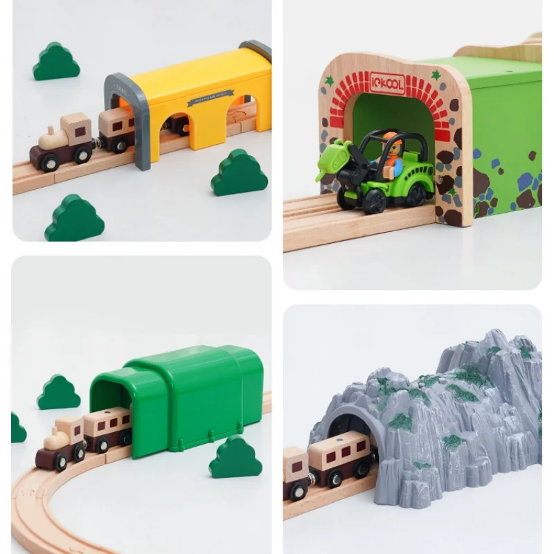 new Wooden Tracks Accessories Plastic Tunnel Cave fit for Brand Wooden Train Tracks Railway Toys for Children Gifts
