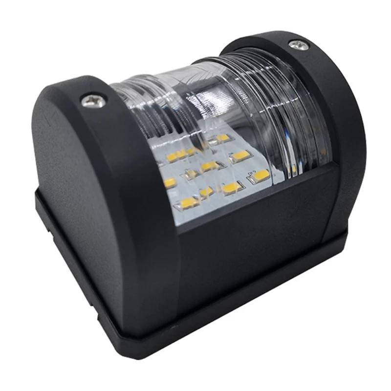 D8KE White Marine Navigation Light with Clear Lens and Black Housing