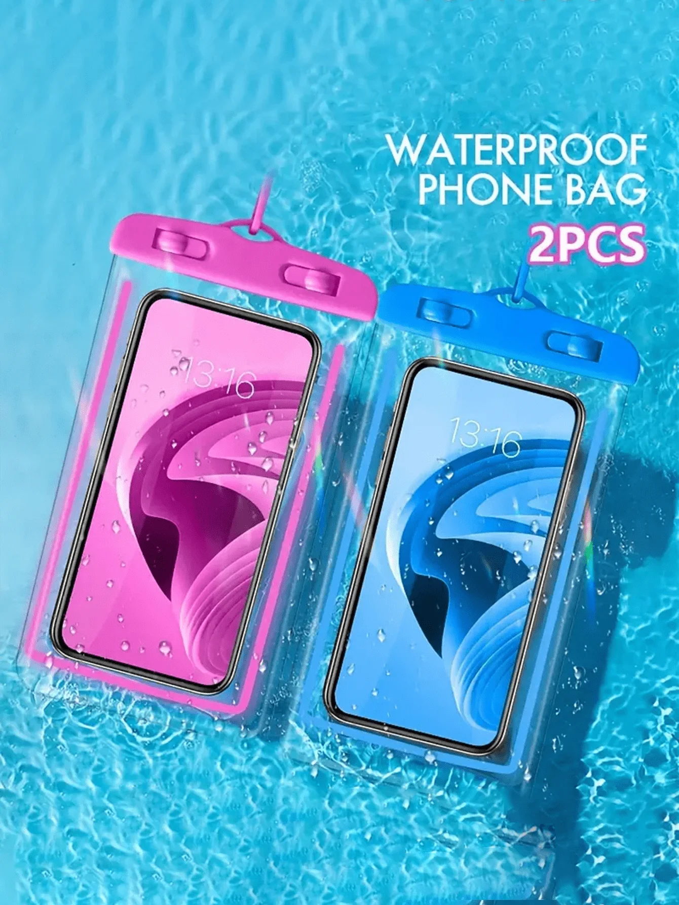 Lot de 2 coques de téléphone lumineuses et étanches avec fonction tactile, coque de téléphone transparente et étanche