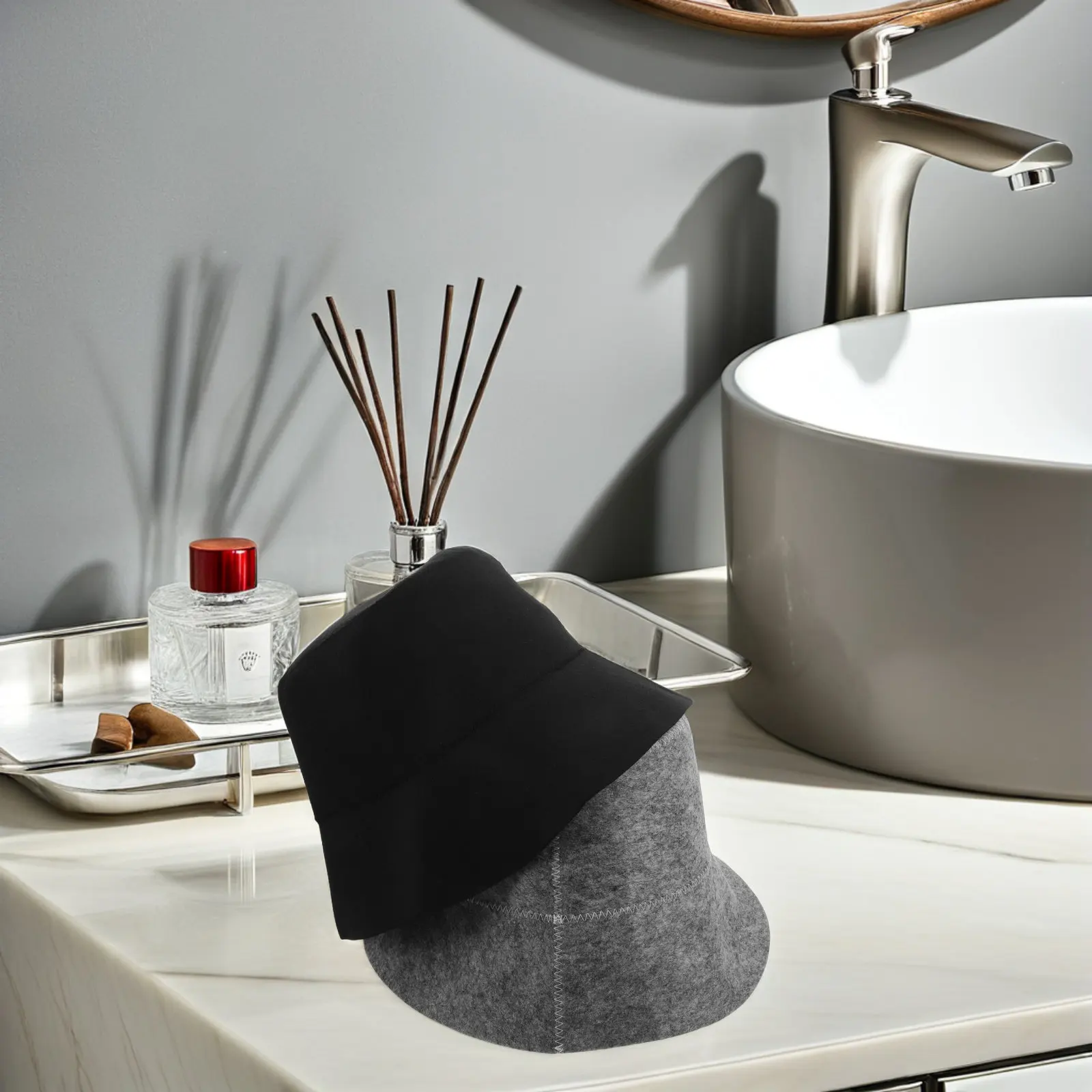 

2Pcs Fisherman Sauna Hat Felt Wool Breathable Heat Insulation Hair Protector for Steam Room Bath Spa Sauna Hat