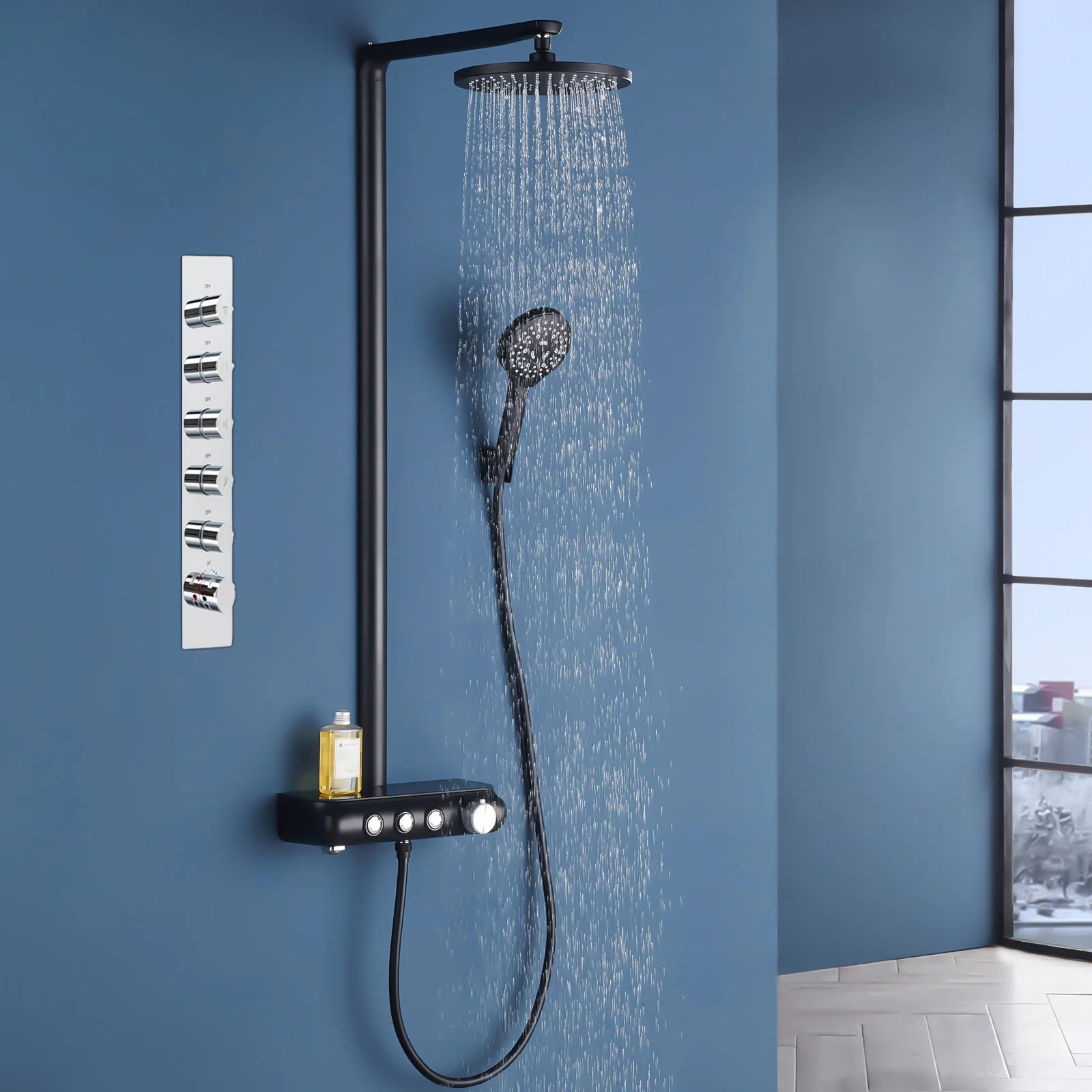 5-Function Brass Thermostatic Shower Valve Can Run At Same Time