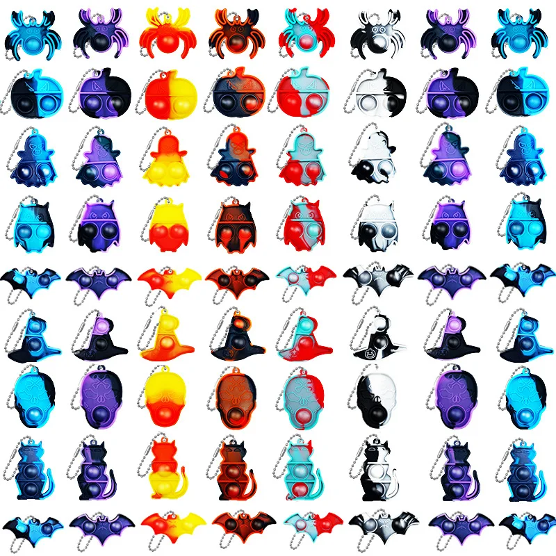 

10Pcs Halloween Pop Keychain Ghost Pumpkin Anti Stress Fidget Toy for Kids Halloween Birthday Party Favours Pinata Filler Gift