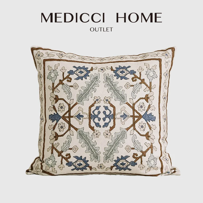 Medicci Home Painstakingly Design Square Cushion Cover  Modern Medieval Luxury Square Cushion Case Boho Ethnic Rustic Decoration