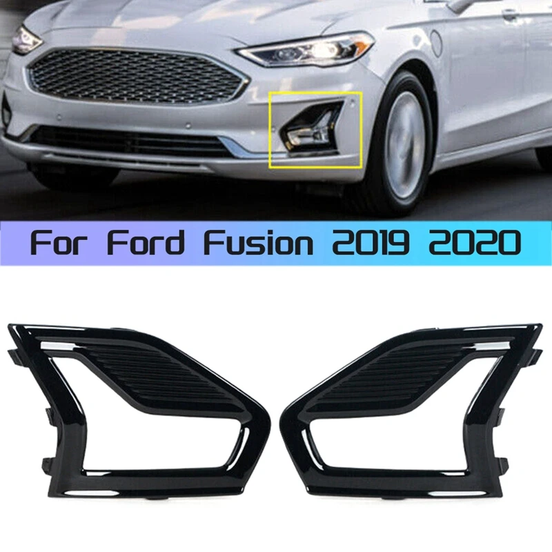 Car Front Bumper Fog Lamp Cover Fog Lamp Grille Foglamp Trim Frame For Ford Fusion 2019-2020 Replacement Parts 1Pair