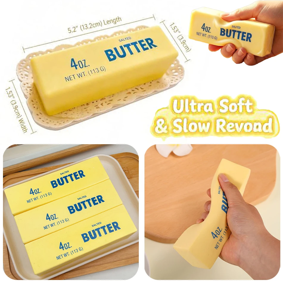 New 1-5Pc Butter Stick Fidget Toys Squishy Elastic Cheese Stick Funny Decompression Stress Anxiety Relief Game Squeeze Toys Gift
