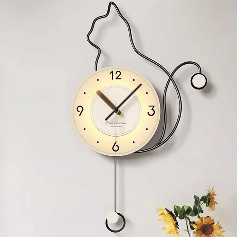 

Battery Design Wall Clocks Animal Light Luxury Wall Clocks Battery Minimalism Vintage Modern Horloge Murale Home Decoration