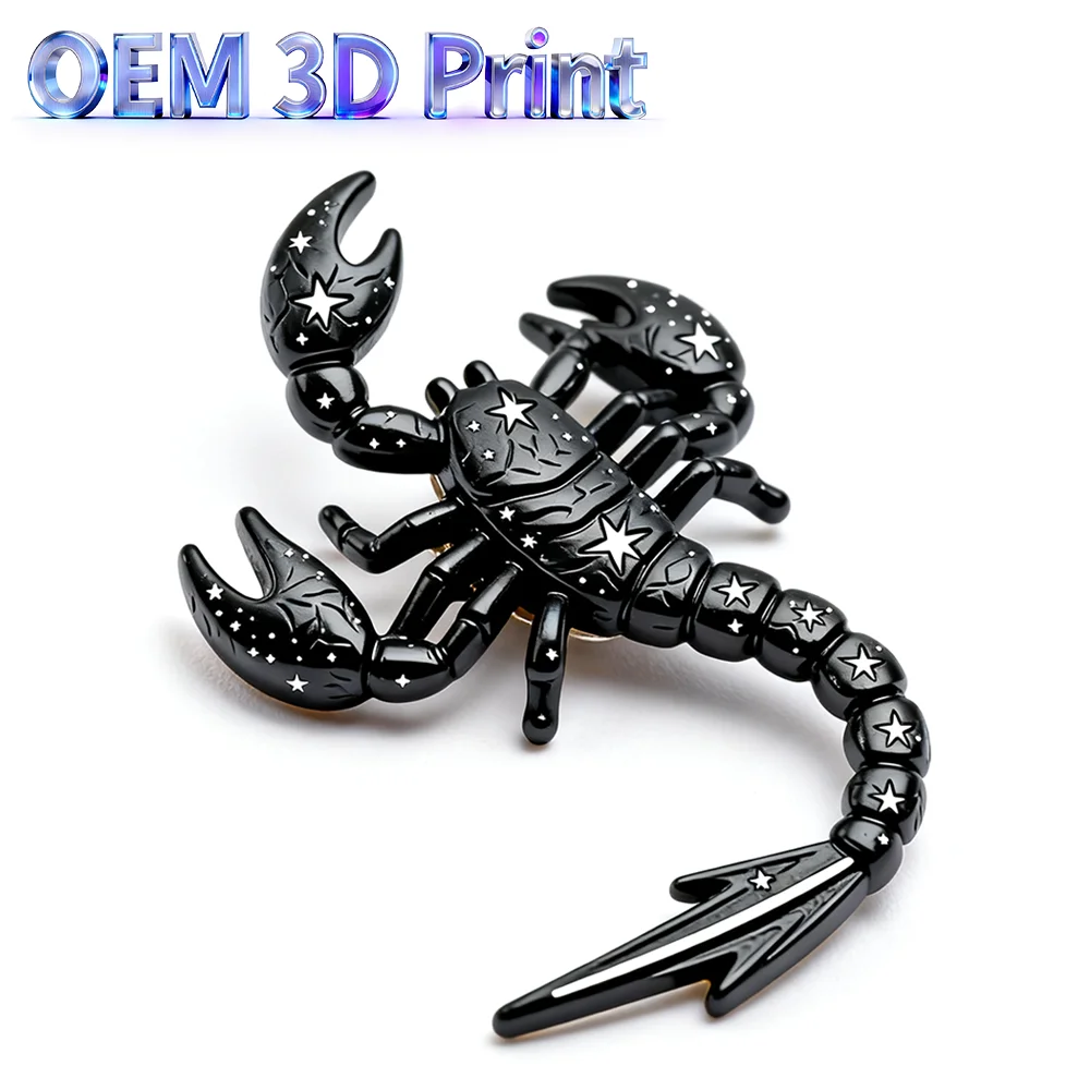 OEM Resin 3D Printing Custom Scorpion Enamel Brooch Zodiac Scorpio Lapel Pin Personalized Fashion Jewelry Accessory Rapid Protot