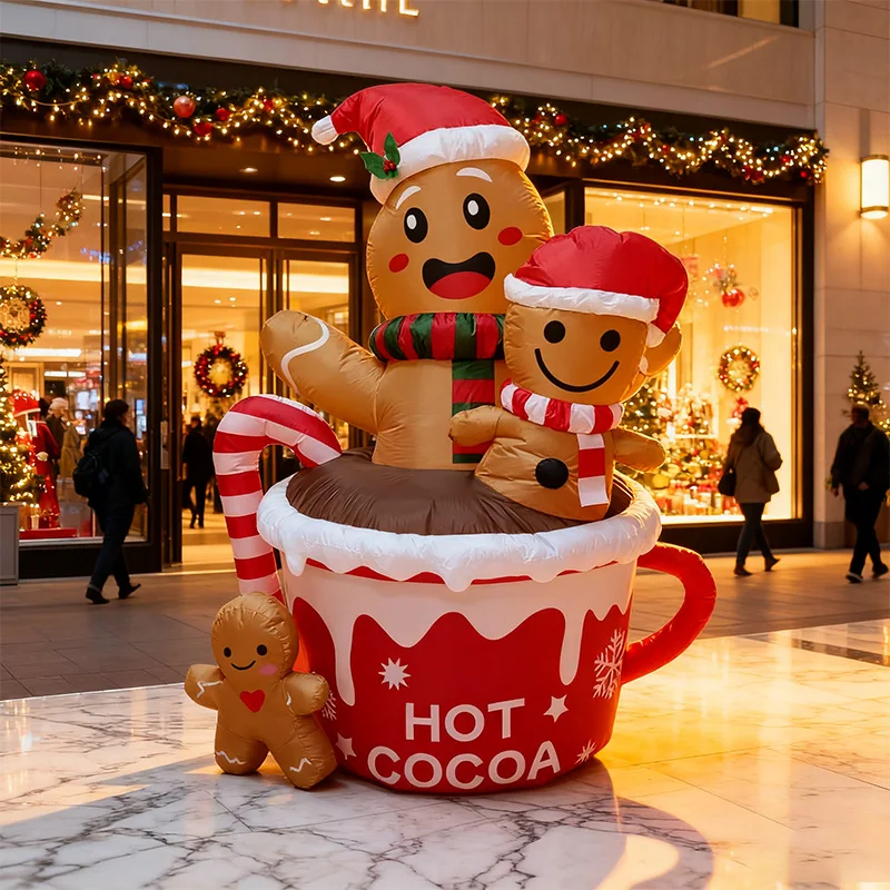 

Inflatable LED Decorations Christmas Season, Gardens, Shopping Malls Christmas Plush Bears, Dinosaurs, Cocoa Cup Inflatables