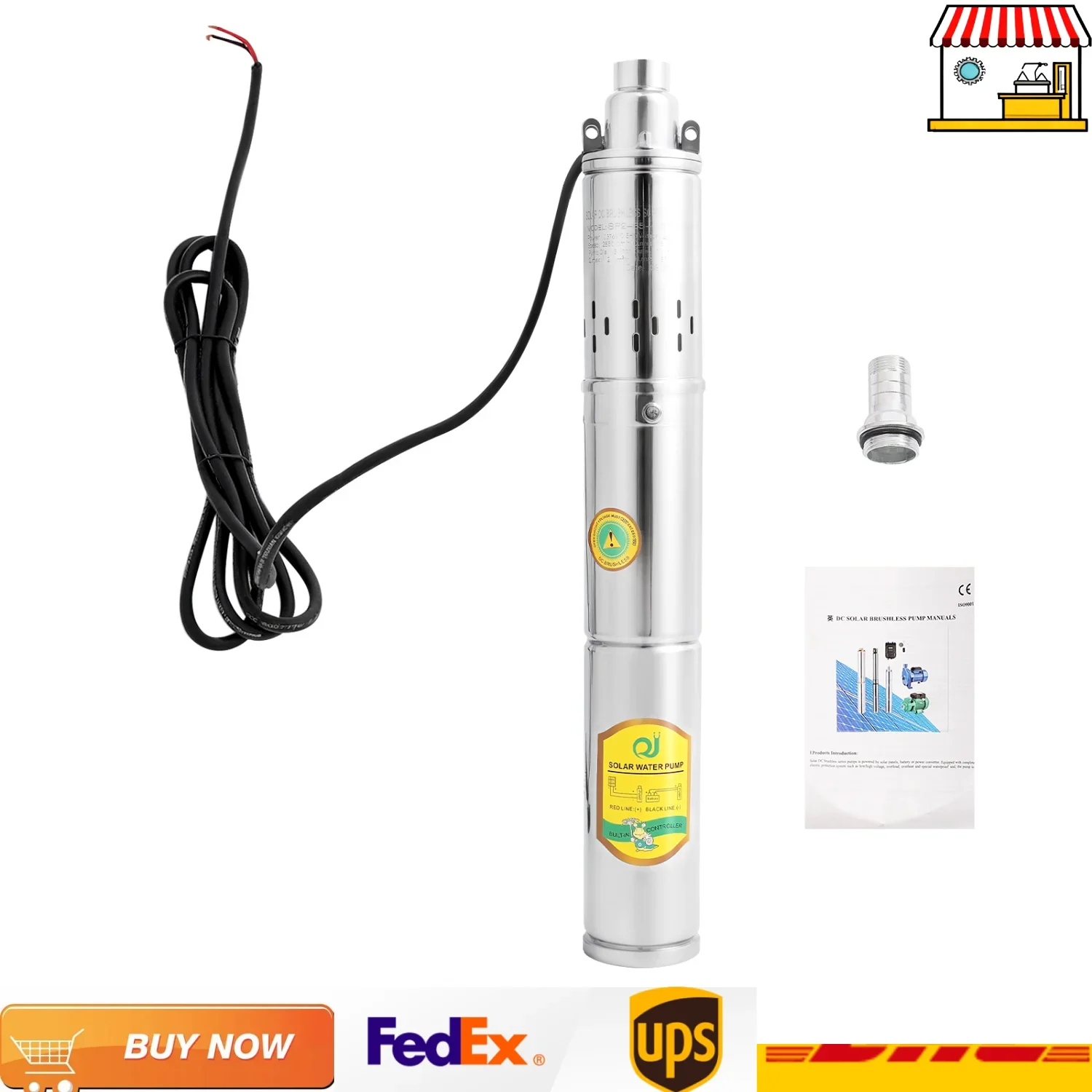 

0.5HP Deep Well Submersible Pump | 370w Stainless Steel Water Pump| Flow Rate High Head Lift Extracting Water