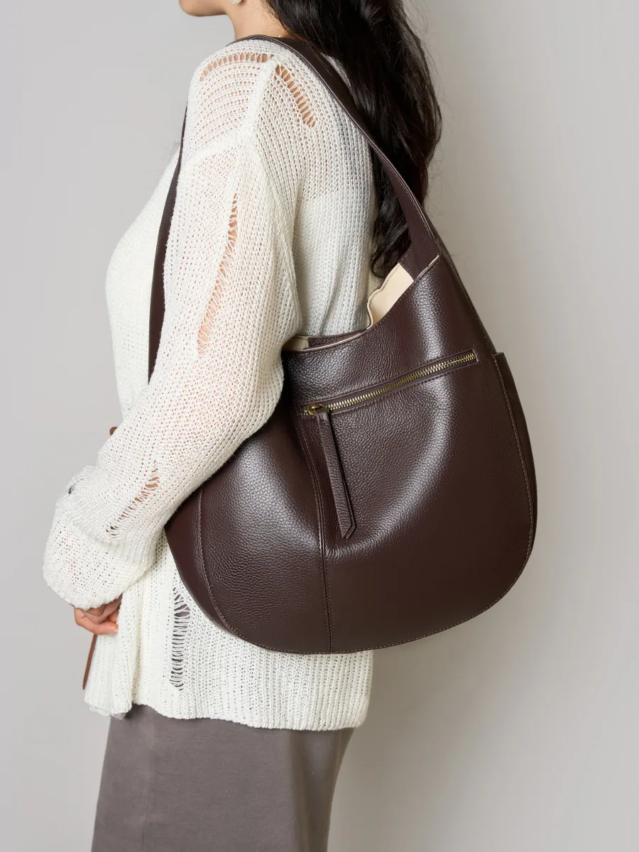 

Легкая роскошная модная новая высококачественная сумка через плечо из воловьей кожи с верхним слоем, простая и универсальная, модная женская сумка большой вместимости