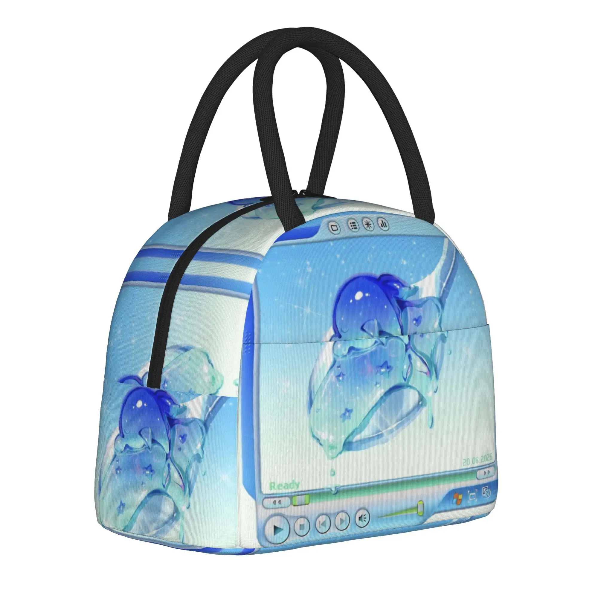 Frutiger Aero Art Vibes Scenery Tote Insulated Lunch Bag Fashion Portable Food Bag Reusable Thermal Cooler Picnic Large Capacity