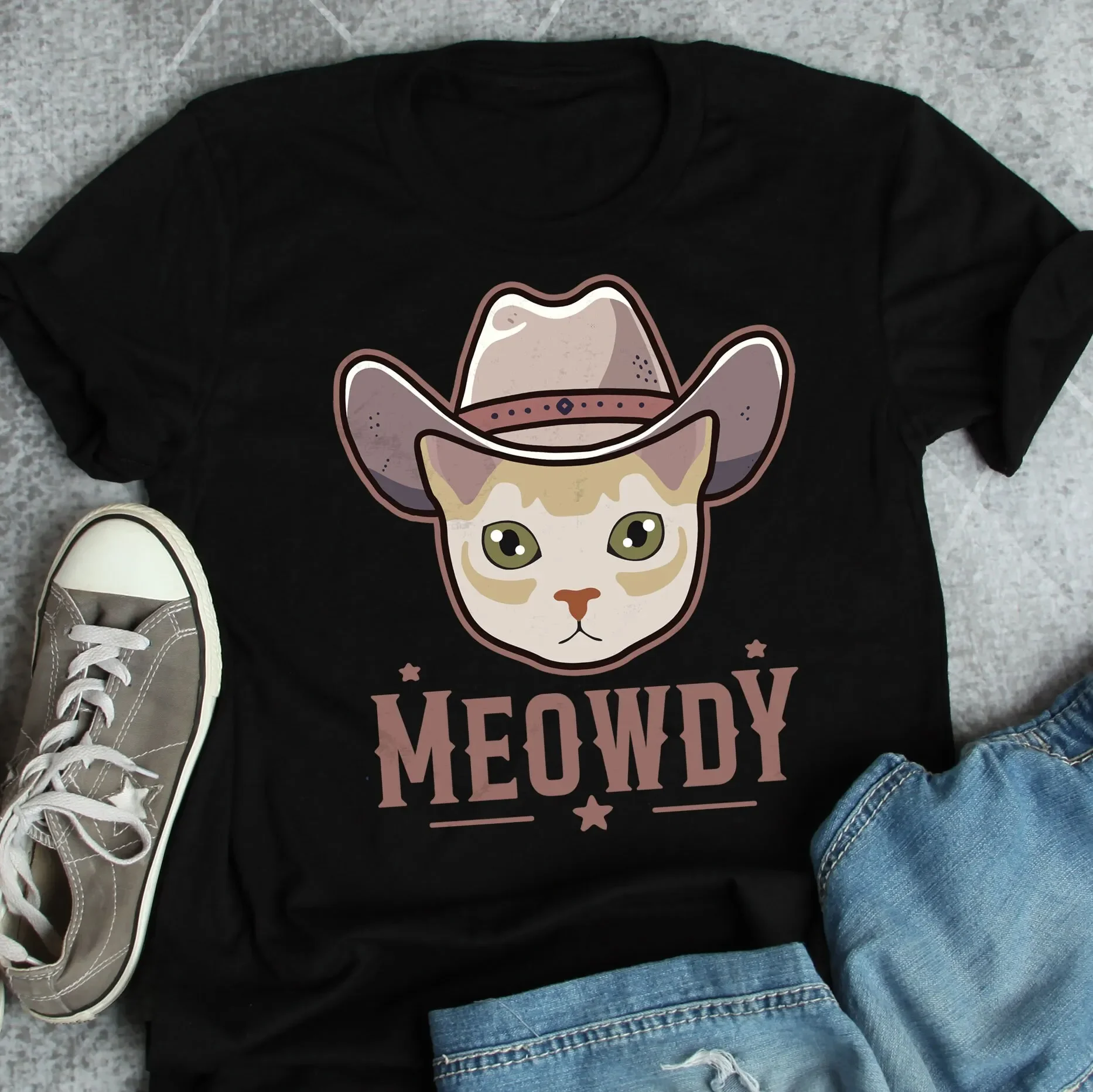 Singapura Cat Meowdy T Shirt Funny Cowboy Lover Cute Howdy Pet Mom Dad Western Texas Yeehaw Meme