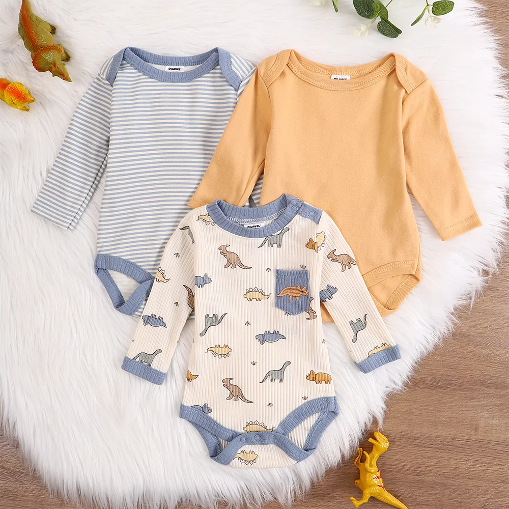 Baby boy clothes 3PCS Baby boy onesie New style Spring/Autumn long-sleeved onesie Cotton fabric Suitable for 0-9months