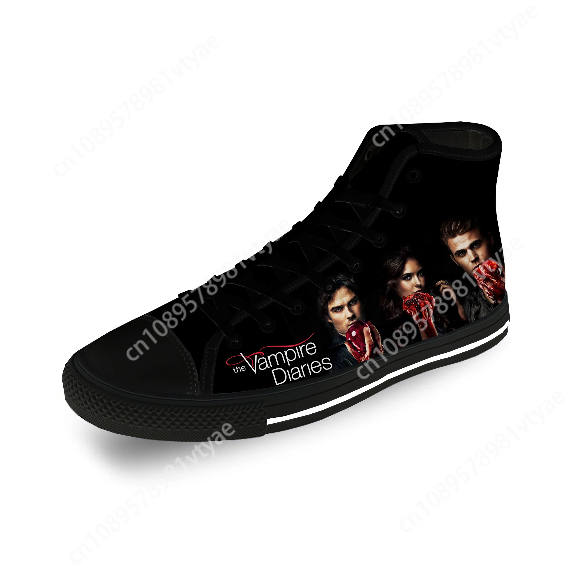 The Vampire Diaries High Top Sneakers Mens Womens Teenager Casual Shoes Canvas Running Shoes 3D Print Lightweight shoe Black