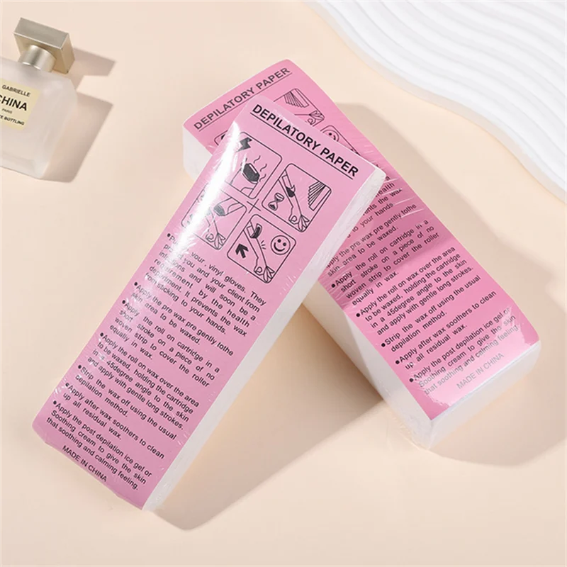 عالية الجودة غير المنسوجة إزالة الشعر لفات ورق شمع 100/500 قطعة الجسم القماش لنزع الشعر شريط شمع لإزالة الشعر