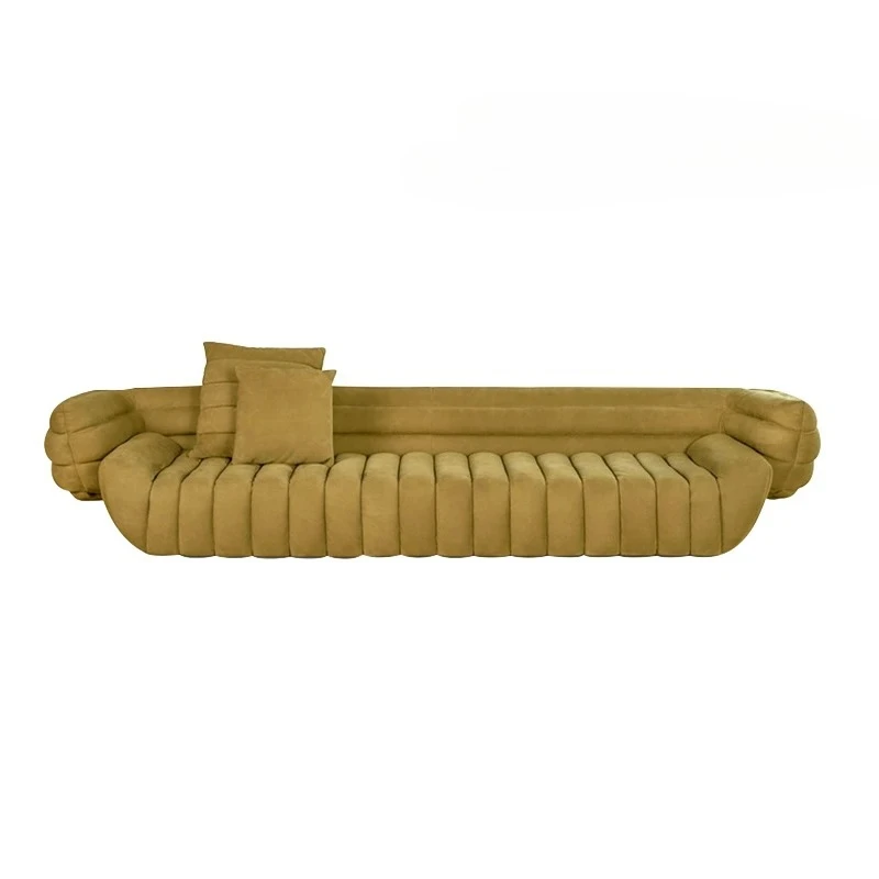 

Italian light luxury sofa living room hotel designer creative banana boat sofa small apartment straight row leather art