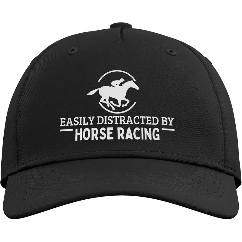 Easily Distracted By Horse Racing Funny Horse Racing Derby Adjustable Baseball Hat