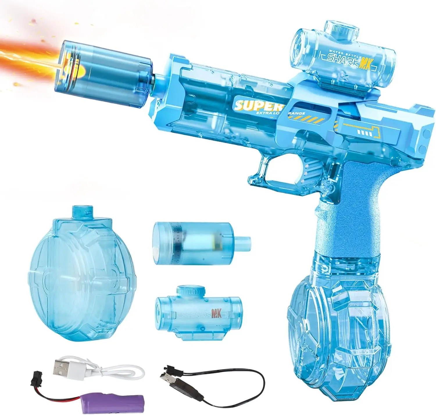 

Electric Water Gun with LED Lights, Rechargeable Battery, 26ft Range - Fun for Kids and Adults