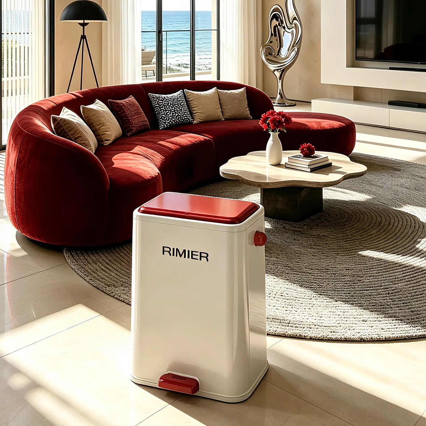 Household trash can with foot pedal, toilet paper holder, with lid, kitchen high-profile, horizontal appearance trash can