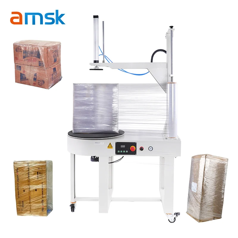 

DBC800S Top Pressure Semi-Automatic Stretch Film Luggage Box Wrapping Pallet Wrapping Machine with Cheap Price