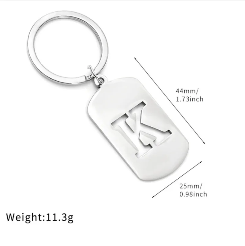 الفولاذ المقاوم للصدأ لسيارة دراجة نارية قلادة حلقة رئيسية مشبك سلاسل شعبية A-Z مربع العلامة التجارية المفاتيح 26 رسالة كيرينغ هدية