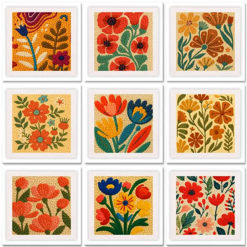 

Flowers Pattern Punch Needle Kit with Frame Punch Needle Embroidery Kits for Adults Beginner Yarns and Sewing embroidery Sets