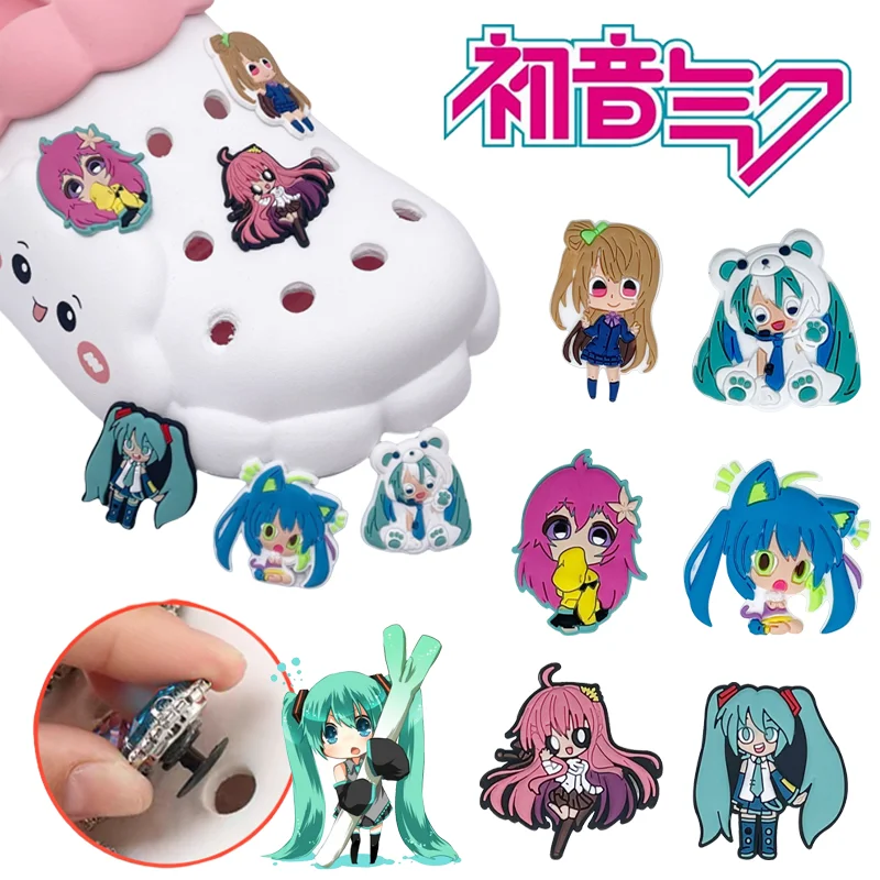 Hatsune Miku Shoe Buckle Kawaii Summer Hole Shoes Sandals Sneaker Decorations Accessories DIY Shoes Flower Decorations Gift