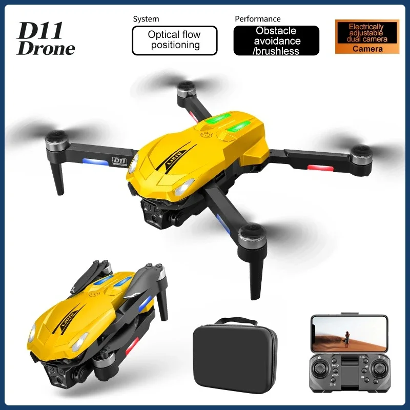 

Дрон D11 2025 года, профессиональный HD, трехкамерный бесщеточный квадрокоптер, локализация оптического потока, четырехсторонний БПЛА для предотвращения препятствий, игрушки