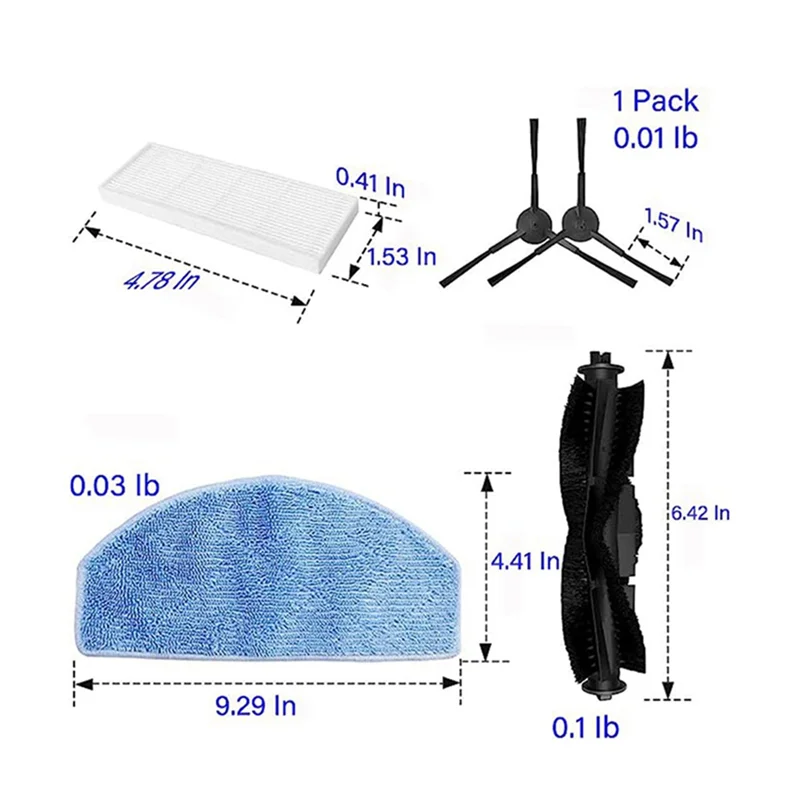 FZFZ 1 Juego de piezas de repuesto para Tikom G8000 G8000 Pro Robot aspirador cepillo principal filtro Cepillo Lateral accesorios de fregona