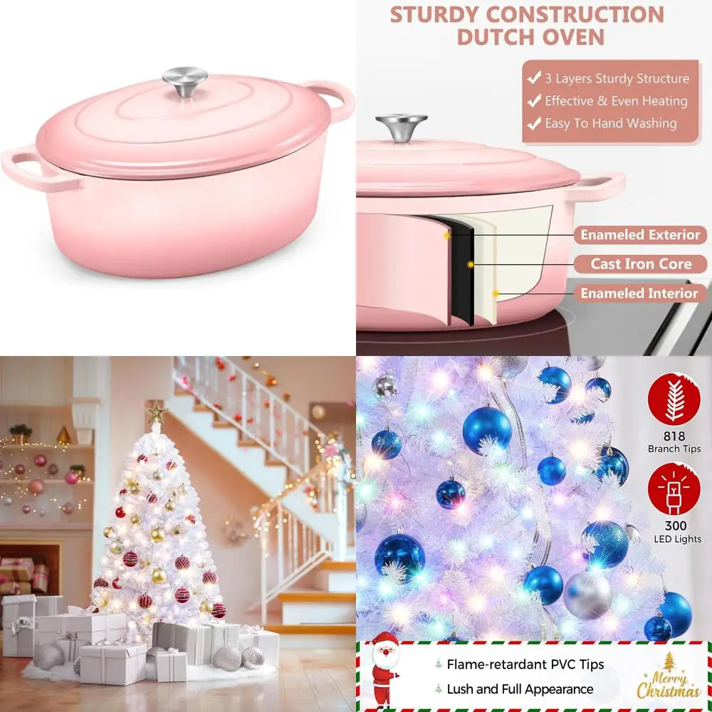 

Эмалированная чугунная голландская кастрюля с крышкой, идеально подходит для выпечки хлеба, тушения, тушения, тушения, жарки — подходит для всех потреб приготовления пищи