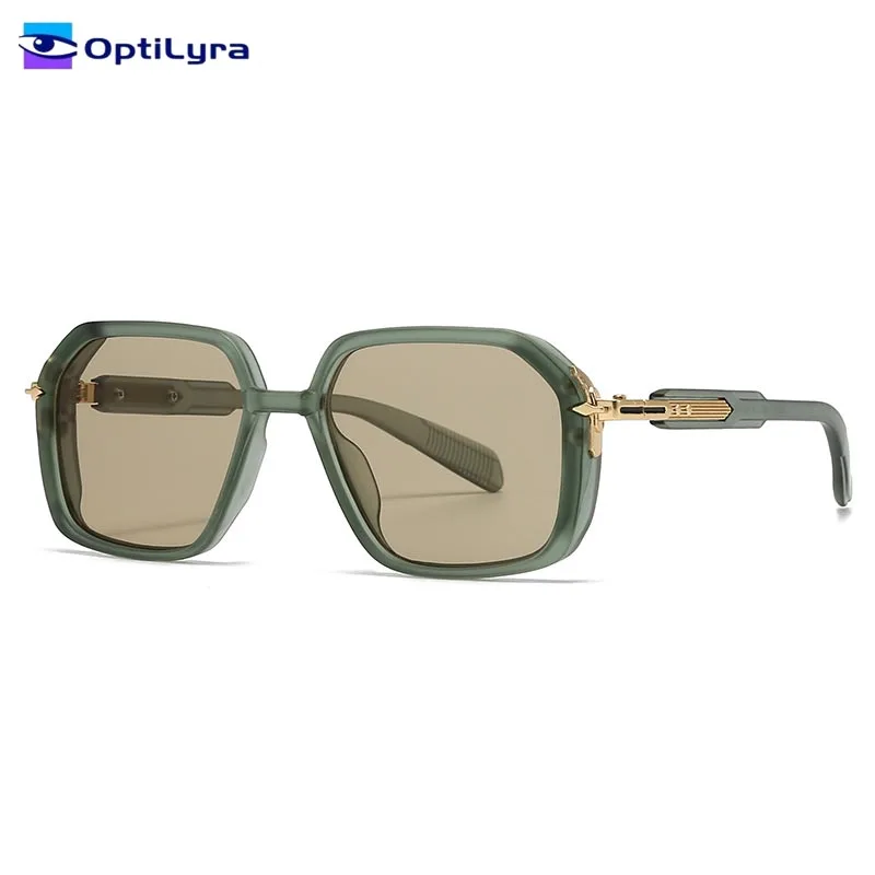 

OptiLyra Brand Fashionable Pilot Sunglasses Square Frame Sunglasses Metal Temple Decorations For Both Men And Women