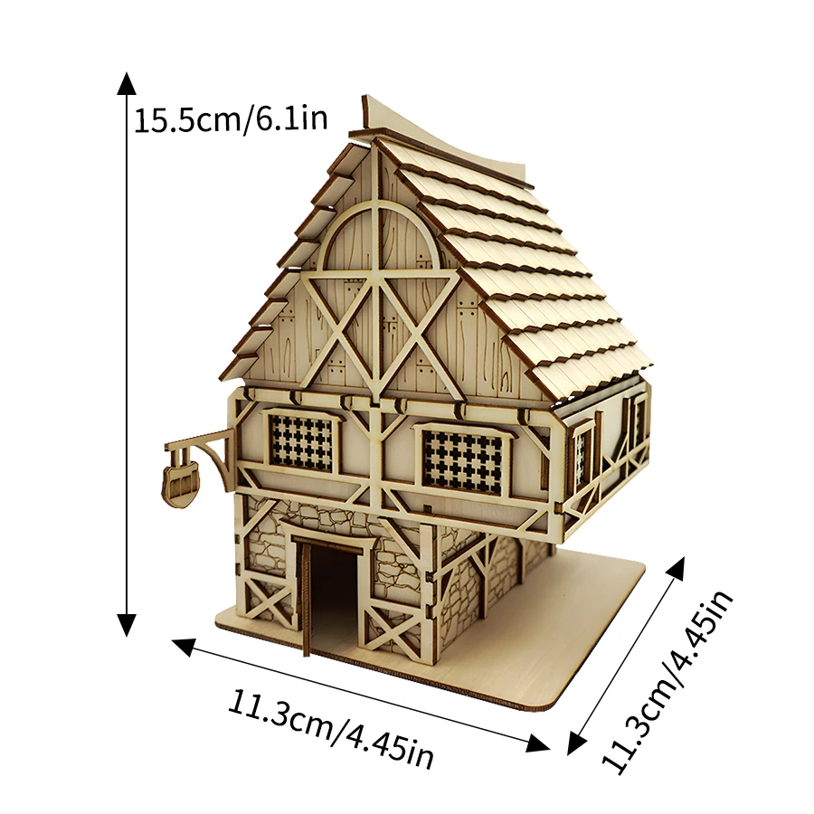 OUZEY DIY miniatuur "Dream Inn" houten modelbouwpakket - 3D-puzzel fantasiegebouw, creatieve weergave voor alle leeftijden