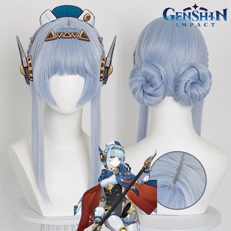

Genshin Impact II Ineffa Косплей Парик Для Взрослых Унисекс Серебристо-Синий Диск Волосы Термостойкие Синтетические Парики Хэллоуин Карнавальный Реквизит