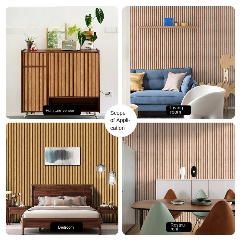 Natural Wood Self-Adhesive Waterproof Vinyl Removable Wall Paper Peel and Stick Wallpaper Wood Slats Tan for Wall Decor Bedroom