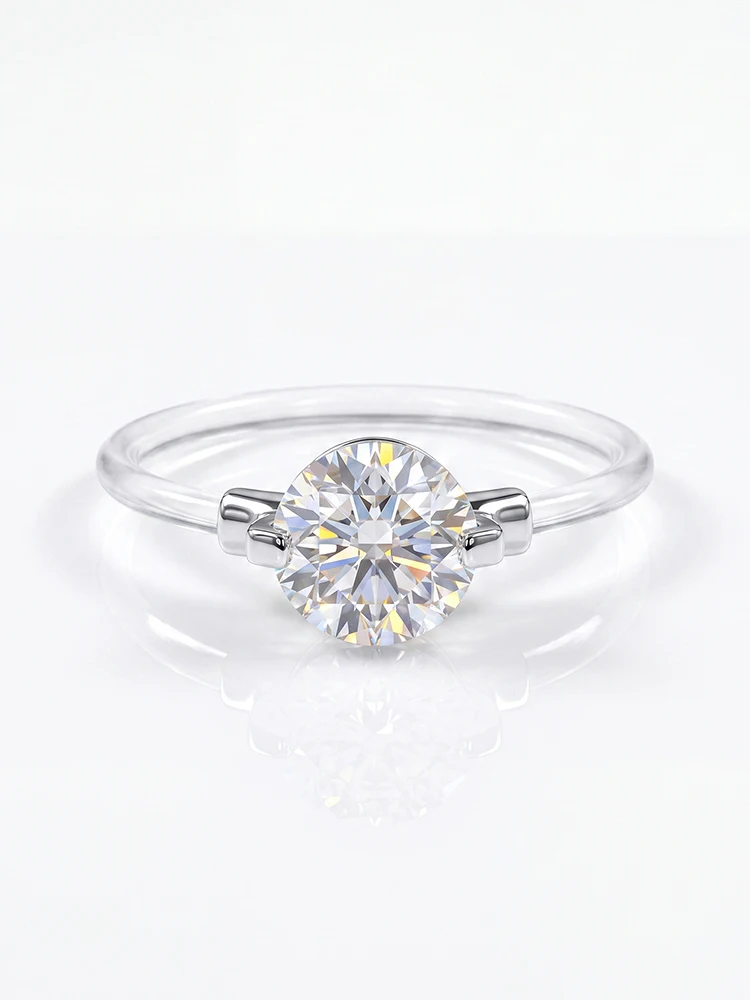 Modische 1CT Moissanit-Diamant Transparente Angelschnur-Verlobungsringe für Frauen, Jubiläums- und Hochzeitsschmuck, Personalisierter Schmuck – Detail 4