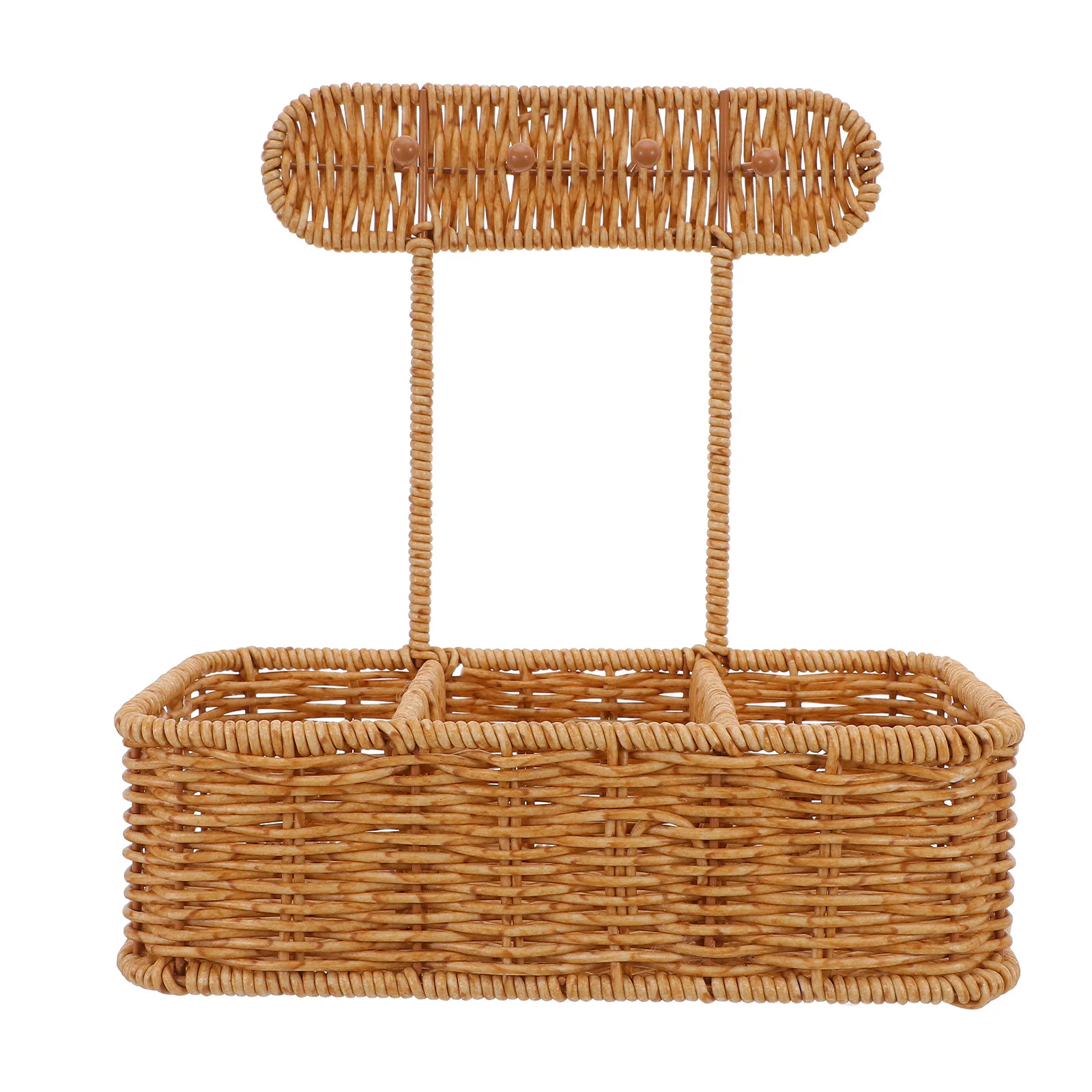 

Imitation Rattan Woven Storage Basket Desktop Jewelry Organizer Entryway Key Holder Hooks Watch Tray Organizer for Home Decor
