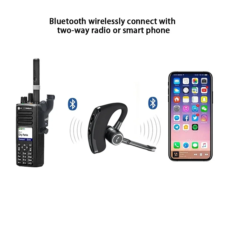 Single Wireless Stereo Bluetooth earphone Handsfree Smart Phone Poc Intercom App Zello Azetti PTT Bt Headset